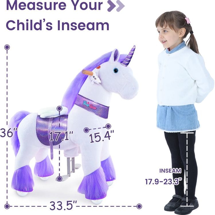 PonyCycle, Inc. Plush Purple Ride-On Unicorn Model Ux - 4-8 Years