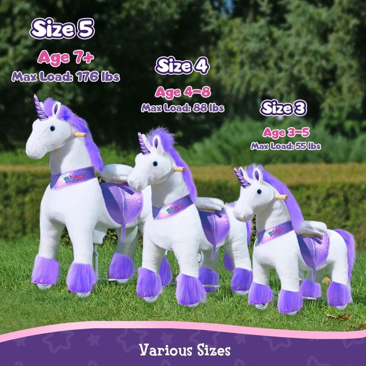 PonyCycle, Inc. Plush Purple Ride-On Unicorn Model Ux - 4-8 Years