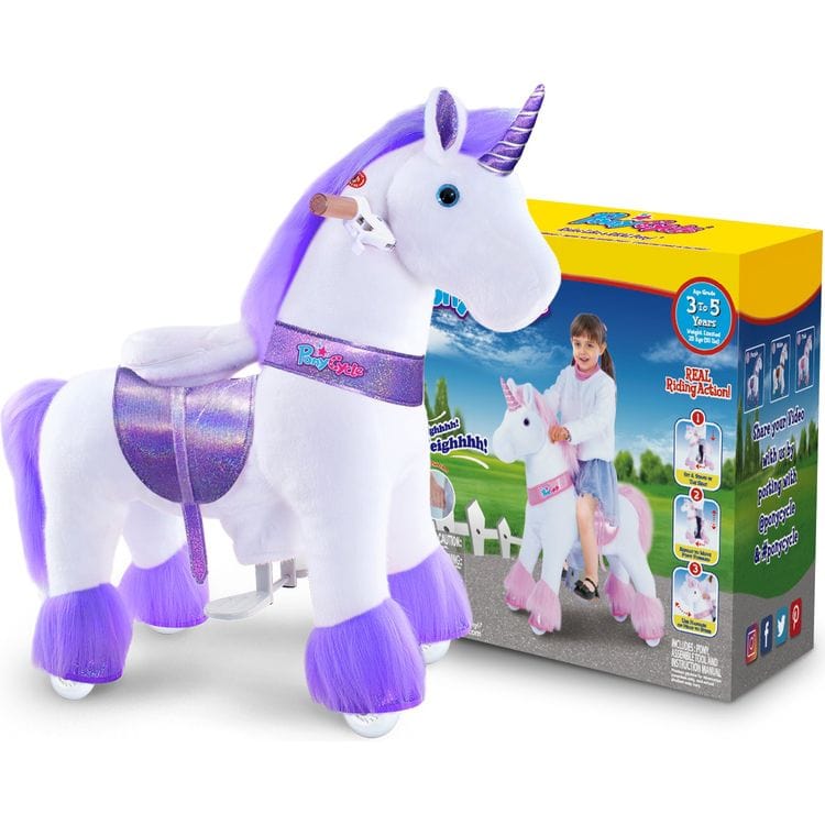 PonyCycle, Inc. Plush Purple Ride-On Unicorn Model Ux - 4-8 Years