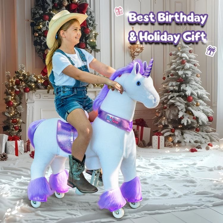 PonyCycle, Inc. Plush Purple Ride-On Unicorn Model Ux - 7 Years +