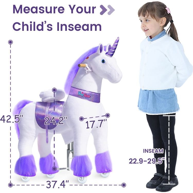 PonyCycle, Inc. Plush Purple Ride-On Unicorn Model Ux - 7 Years +