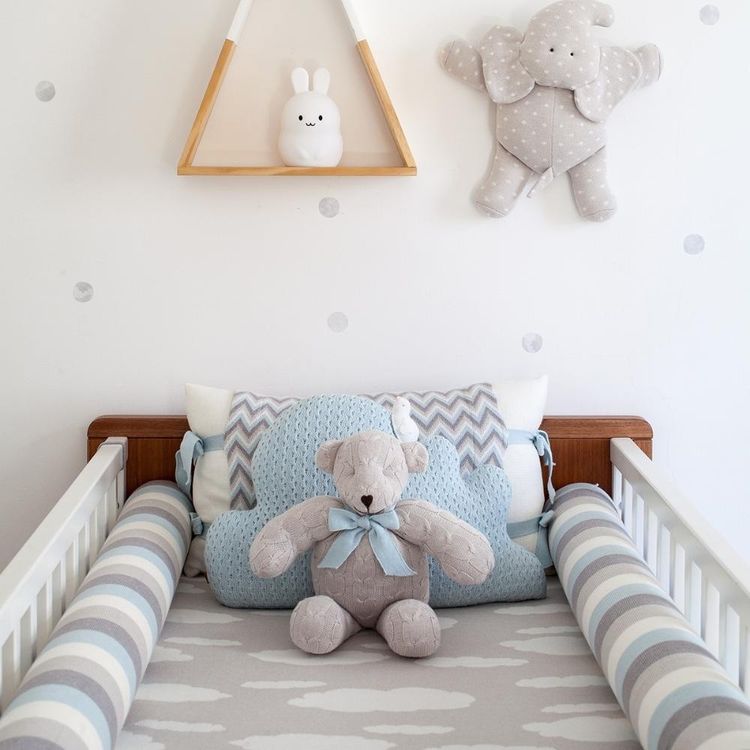 Rian Tricot Plush Classic Light Blue Cable Knit Plush Teddy Bear