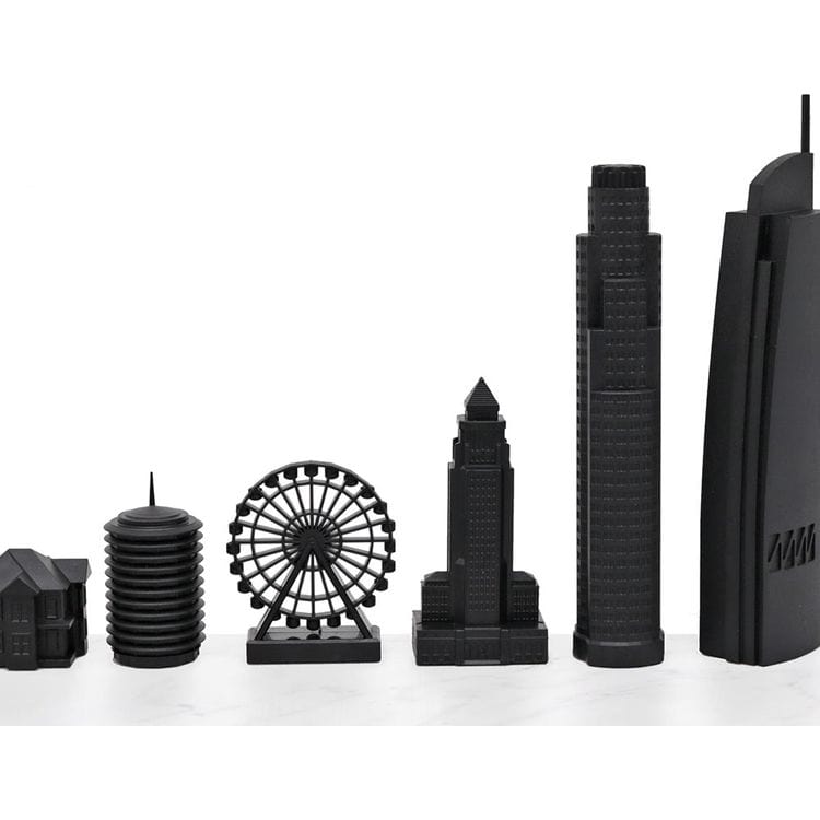 Skyline Chess Games Los Angeles Edition Acrylic Chess Set with Marble Hatch Board