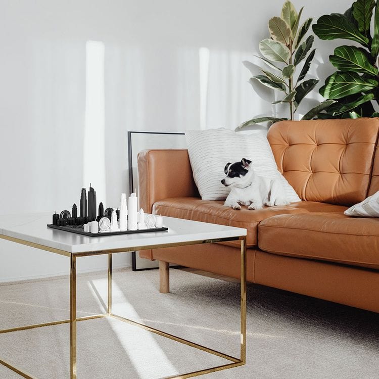 Skyline Chess Games Los Angeles Edition Acrylic Chess Set with Marble Hatch Board