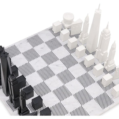 Skyline Chess Games New York City Edition Acrylic Chess Set with Marble Hatch Board