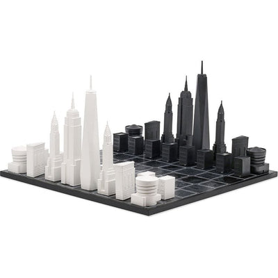 Skyline Chess Games New York City Edition Acrylic Chess Set with Wood Map Board
