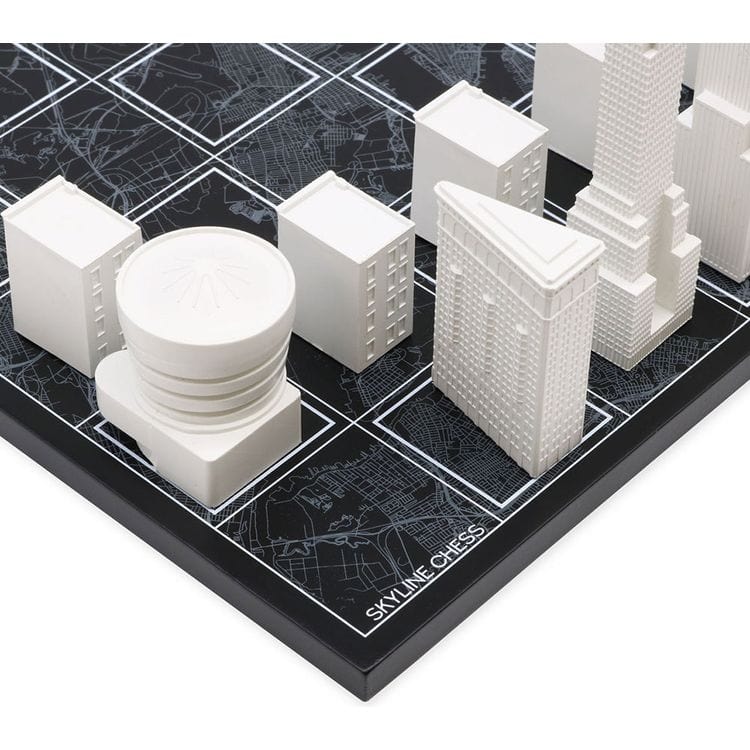 Skyline Chess Games New York City Edition Acrylic Chess Set with Wood Map Board