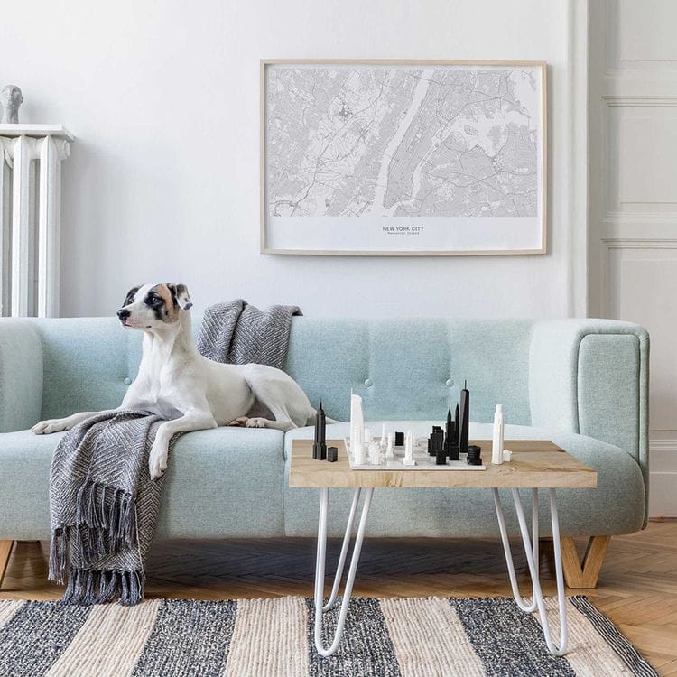 Skyline Chess Games New York Versus Los Angeles Acrylic Chess Set with Black and White Wood Hatch Board