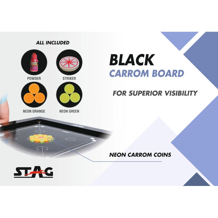 Stag Games Carrom Board-Black