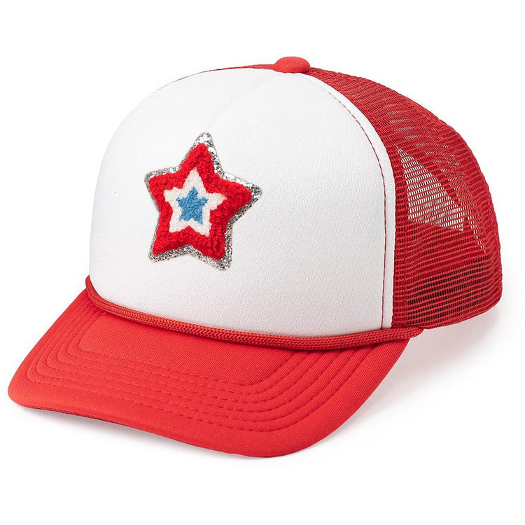 Sweet Wink Trend Accessories Red + White + Blue / One Size Fits Most Patriotic Star Patch Hat