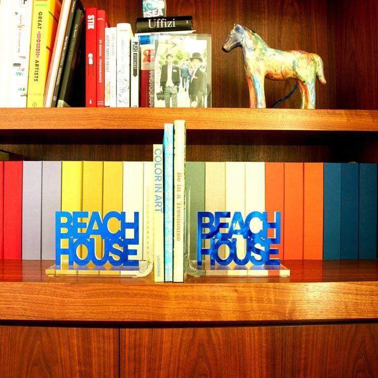 Tara Wilson Designs Room Decor "Beach House" Mirrored Bookends - Blue