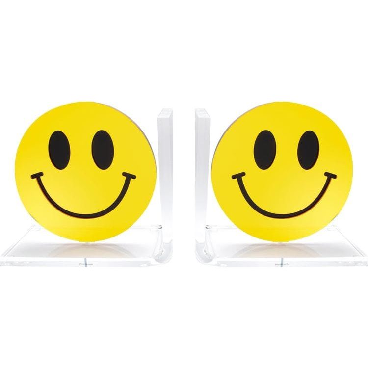 Tara Wilson Designs Room Decor Mirrored Smiley Face Bookends - Yellow