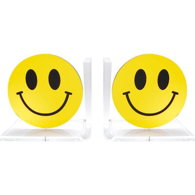 Tara Wilson Designs Room Decor Mirrored Smiley Face Bookends - Yellow