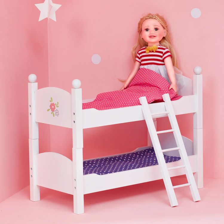 Teamson Kids Dolls Little Princess 18" Doll Double Bunk Bed - Grey