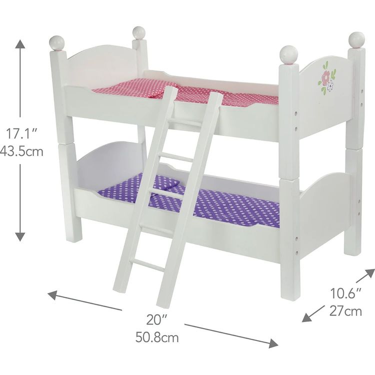 Teamson Kids Dolls Little Princess 18" Doll Double Bunk Bed - Grey