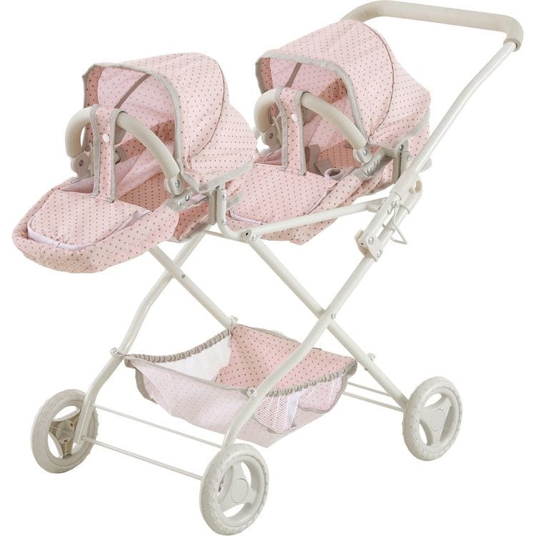 Teamson Kids Dolls Olivia's Little World Polka Dot Princess Baby Doll Twin Bassinet Stroller