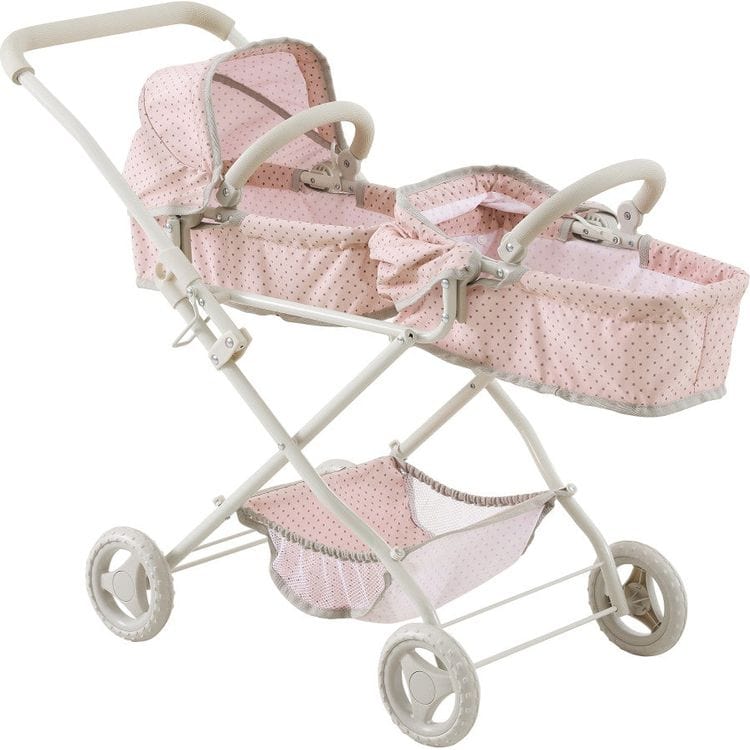 Teamson Kids Dolls Olivia's Little World Polka Dot Princess Baby Doll Twin Bassinet Stroller