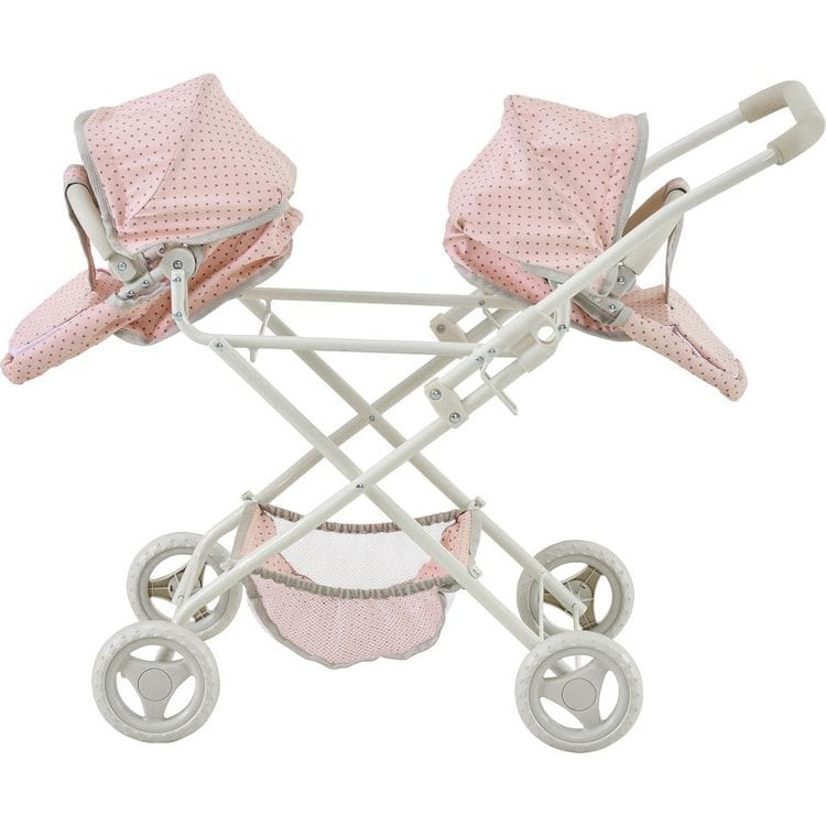 Teamson Kids Dolls Olivia's Little World Polka Dot Princess Baby Doll Twin Bassinet Stroller