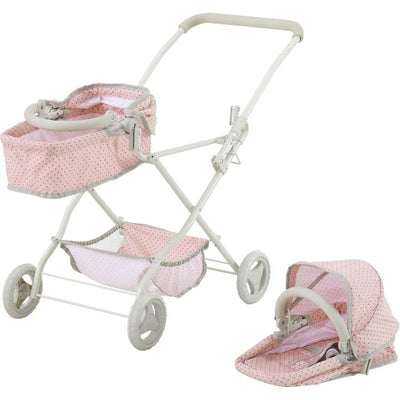 Teamson Kids Dolls Olivia's Little World Polka Dot Princess Baby Doll Twin Bassinet Stroller