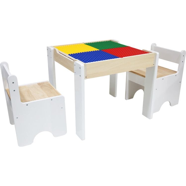 Teamson Kids Preschool Multi-Activity Table with Reversible Tabletop & Chairs Set