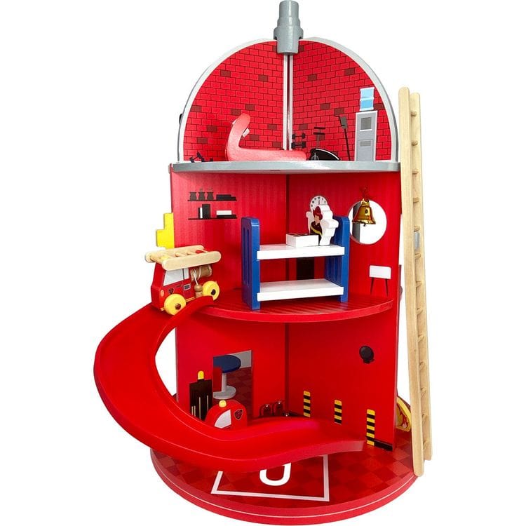 Teamson Kids Preschool Wooden Fire Station Playset