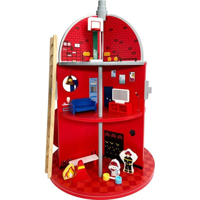 Teamson Kids Preschool Wooden Fire Station Playset