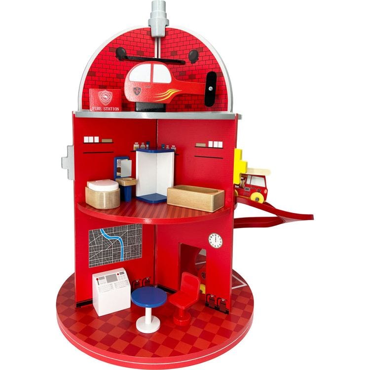 Teamson Kids Preschool Wooden Fire Station Playset