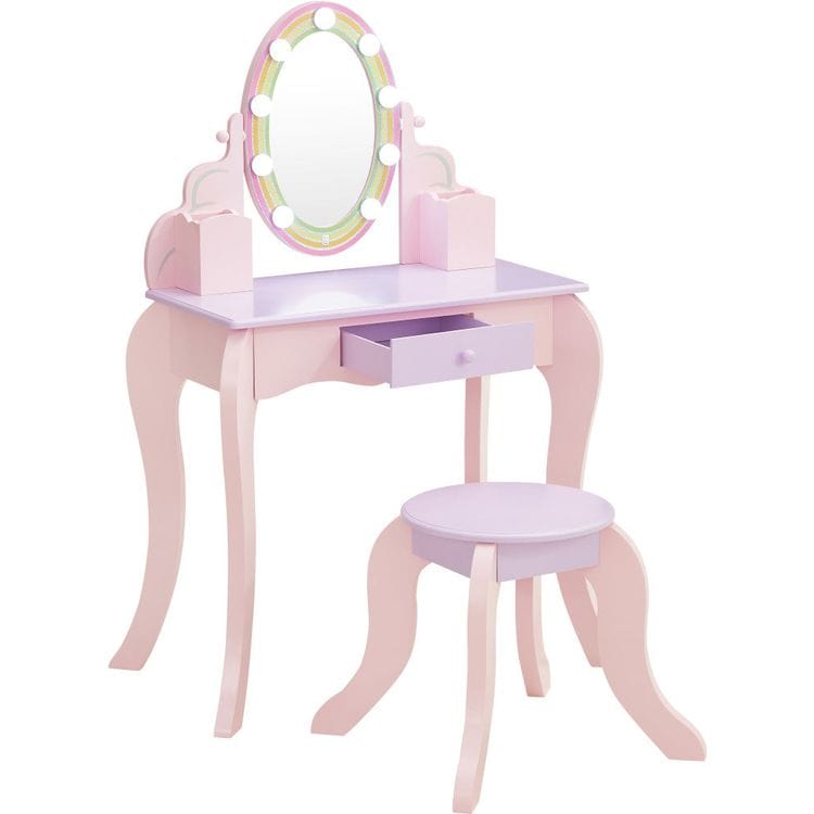 Teamson Kids Room Decor Fantasy Fields Little Princess Rapunzel Vanity with LED Mirror