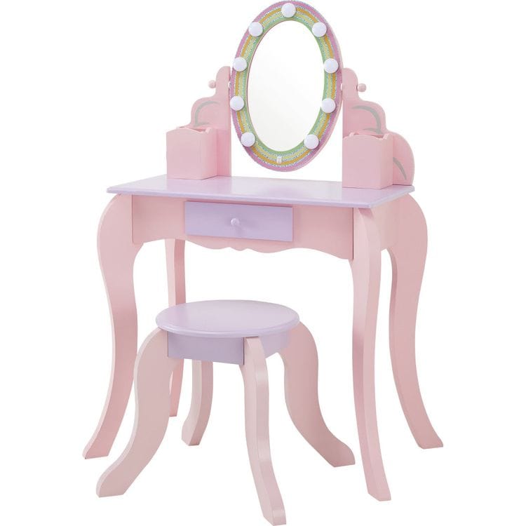 Teamson Kids Room Decor Fantasy Fields Little Princess Rapunzel Vanity with LED Mirror