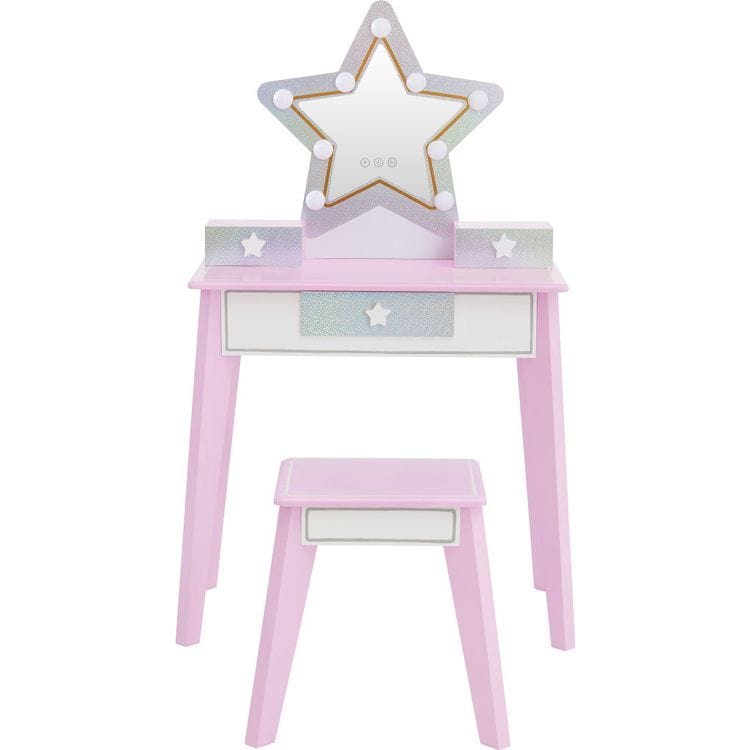 Teamson Kids Room Decor Fantasy Fields Little Princess Star Vanity with LED Mirror