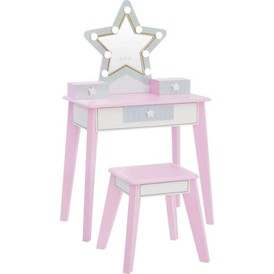 Teamson Kids Room Decor Fantasy Fields Little Princess Star Vanity with LED Mirror