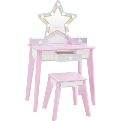 Teamson Kids Room Decor Fantasy Fields Little Princess Star Vanity with LED Mirror