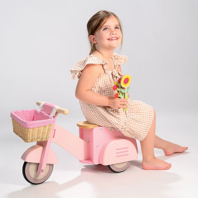 Tender Leaf Toys Preschool Pink Scooter with Basket