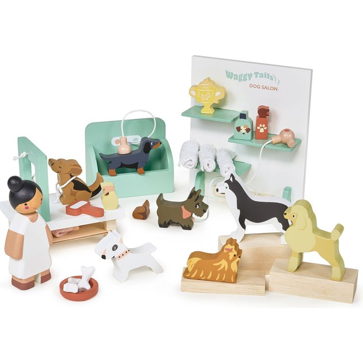 Tender Leaf Toys Preschool Wooden Waggy Tails Dog Salon Set