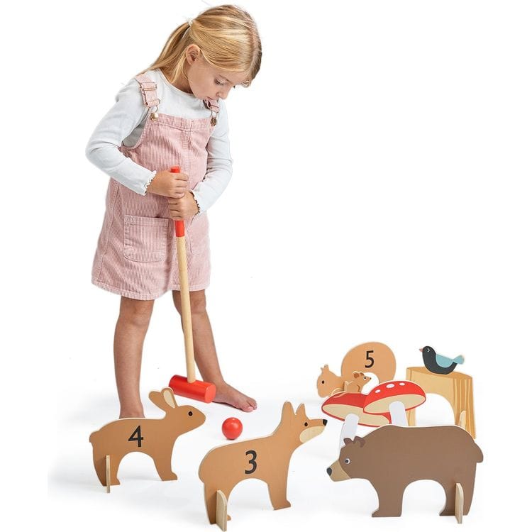 Tender Leaf Toys Preschool Woodland Animals Indoor Croquet Set