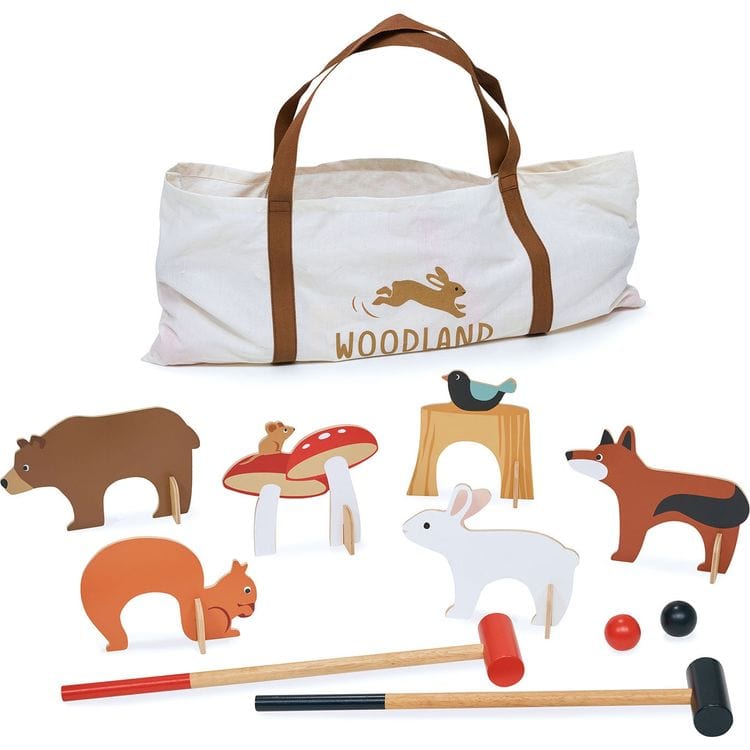 Tender Leaf Toys Preschool Woodland Animals Indoor Croquet Set