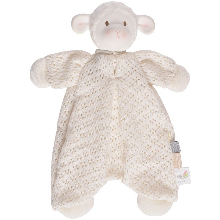 Tikiri Toys Infants Bahbah the Lamb Lovey with Natural Rubber Teether Head