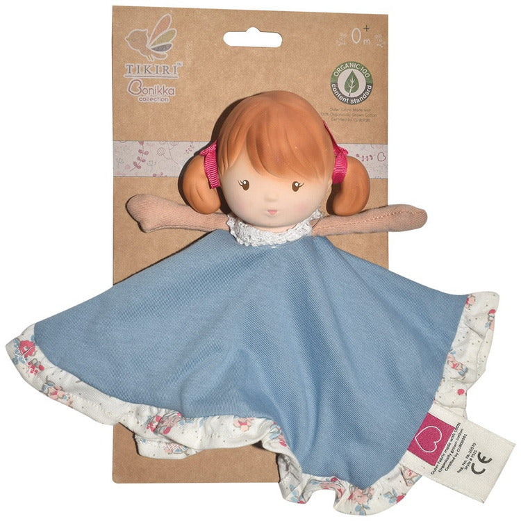 Tikiri Toys Infants Teeny Doll Organic Comforter with Natural Rubber Head Teether