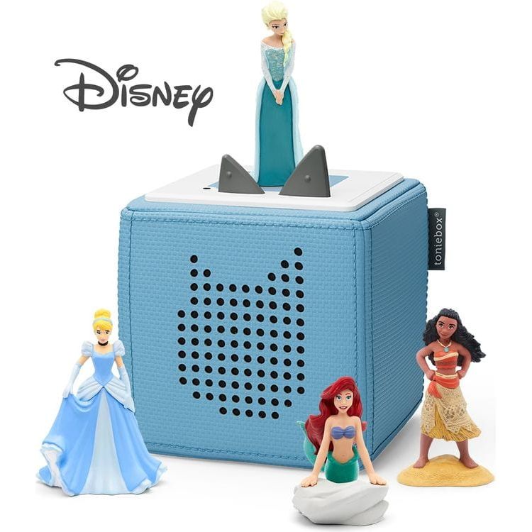 Tonies Disney Princess Toniebox Audio Player Bundle with Elsa, Ariel,  Cinderella, & Belle, for Kids 3+, Light Blue 