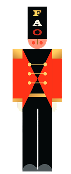 Toy soldier figure with 'FAO' label on a white background