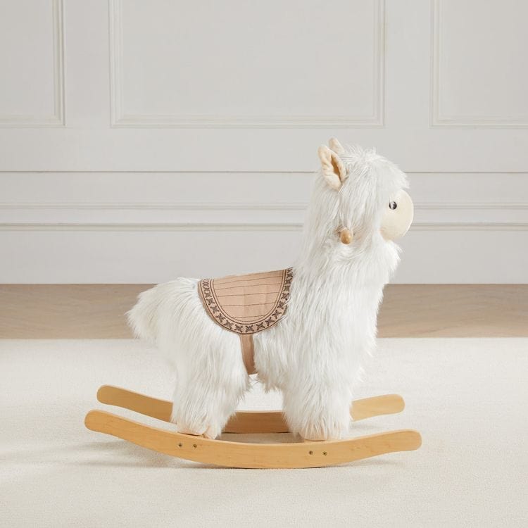 Wonder & Wise Plush Alpaca Rocker with Solid Saddle