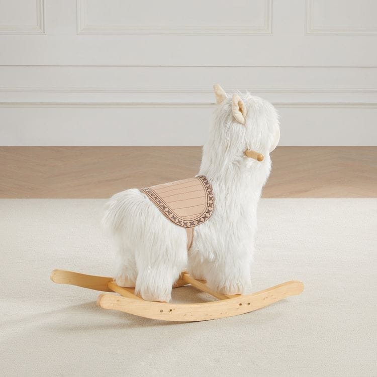 Wonder & Wise Plush Alpaca Rocker with Solid Saddle