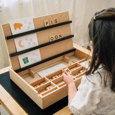 Wonder & Wise Preschool Wooden Compelling Spelling Activity Box