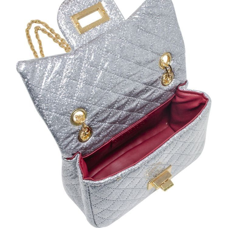 Zomi Gem Trend Accessories Classic Quilted Sparkle Mini Purse - Silver