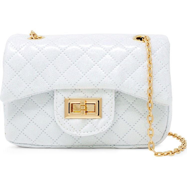 Zomi Gem Trend Accessories Classic Quilted Sparkle Mini Purse - White