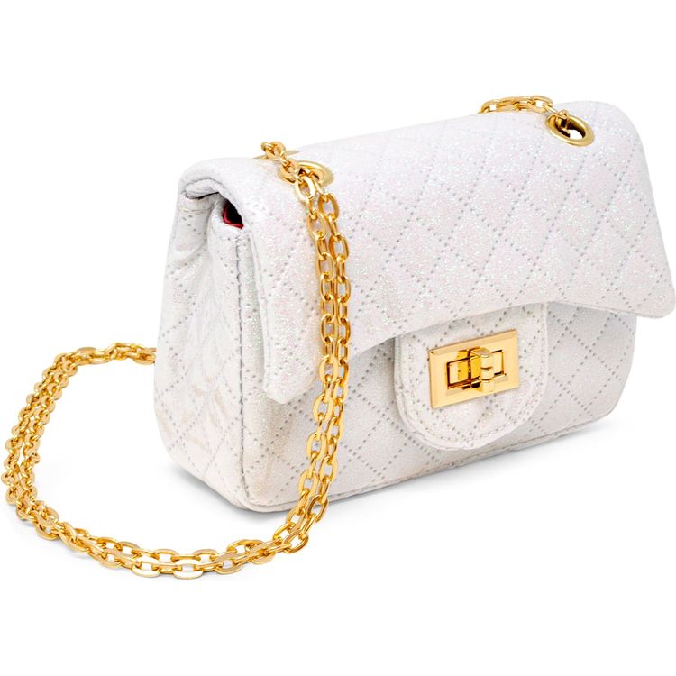 Zomi Gem Trend Accessories Classic Quilted Sparkle Mini Purse - White