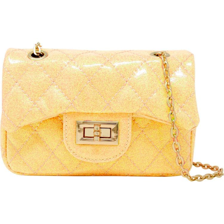 Zomi Gem Trend Accessories Classic Quilted Sparkle Mini Purse - Yellow