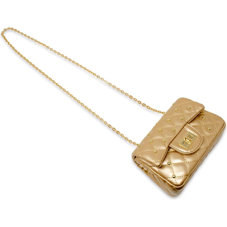 Zomi Gem Trend Accessories Classic Quilted Stud Mini Bag - Gold