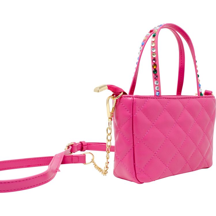 Zomi Gem Trend Accessories Quilted Rhinestone Tote Bag - Hot Pink