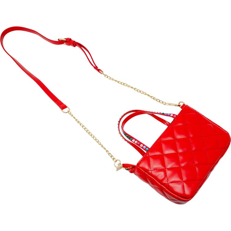 Zomi Gem Trend Accessories Quilted Rhinestone Tote Bag - Red